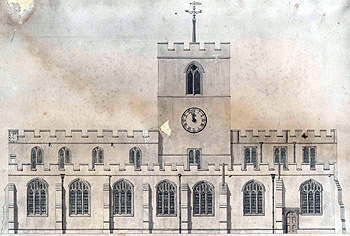 South elevation of Cardington church in 1783 [W2/3]